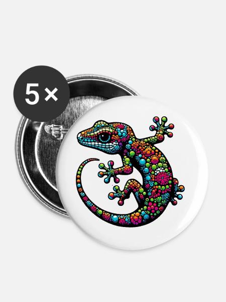Gecko - Buttons groß 56 mm (5er Pack) - Weiß