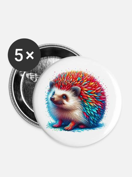 Igel - Buttons groß 56 mm (5er Pack) - Weiß