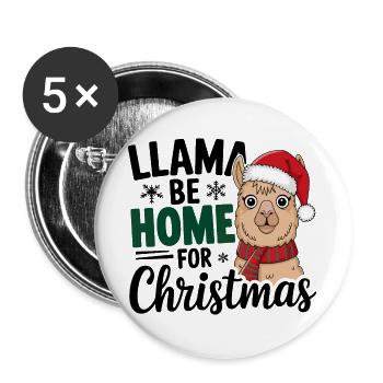 Llama Festive Christmas Design - Buttons large 2.2''/56 mm (5-pack) - white - Front