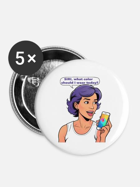 Siri Lebensberater - Buttons groß 56 mm (5er Pack) - Weiß