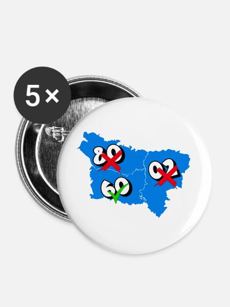 Region Picardie - Buttons groß 56 mm (5er Pack) - Weiß