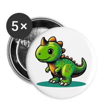 Dinosaure - Lot de 5 grands badges (56 mm) - blanc - Devant