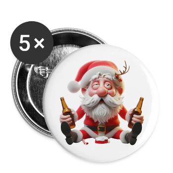 Betrunkener Weihnachtsmann 1 - Buttons groß 56 mm (5er Pack) - Weiß - Vorne