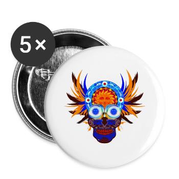 Crâne 15 - Lot de 5 grands badges (56 mm) - blanc - Devant