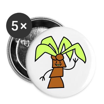 Lustige Süße Palme Winkt Glücklich Gesicht Comic - Buttons groß 56 mm (5er Pack) - Weiß - Vorne