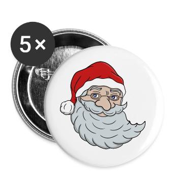 Weihnachtsmann - Buttons groß 56 mm (5er Pack) - Weiß - Vorne