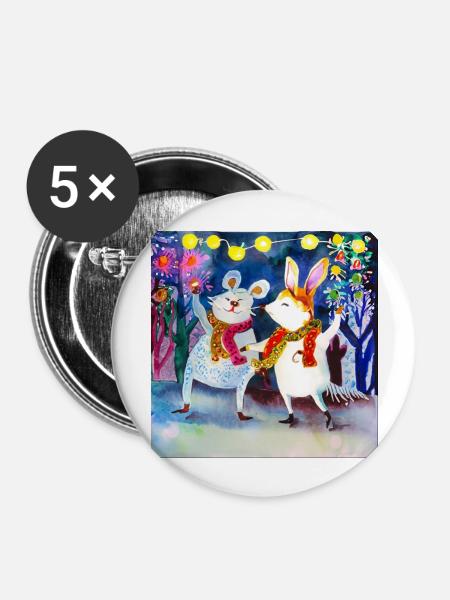 Tierischer Karneval - Buttons groß 56 mm (5er Pack) - Weiß