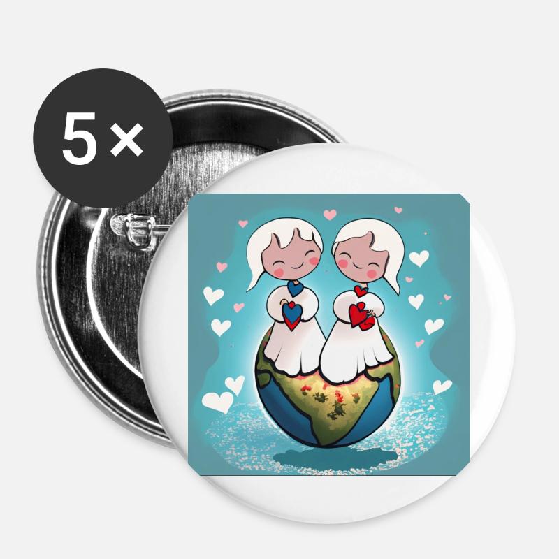 Angels - Buttons large 2.2''/56 mm (5-pack) - white