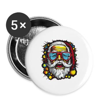 Fête du Père Noël - Lot de 5 grands badges (56 mm) - blanc - Devant