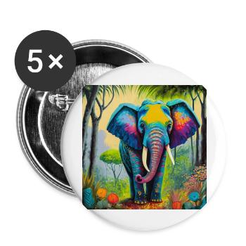 Elephant in the jungle - Buttons large 2.2''/56 mm (5-pack) - white - Front