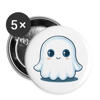 Cute Ghost - Buttons large 2.2''/56 mm (5-pack) - white - Front