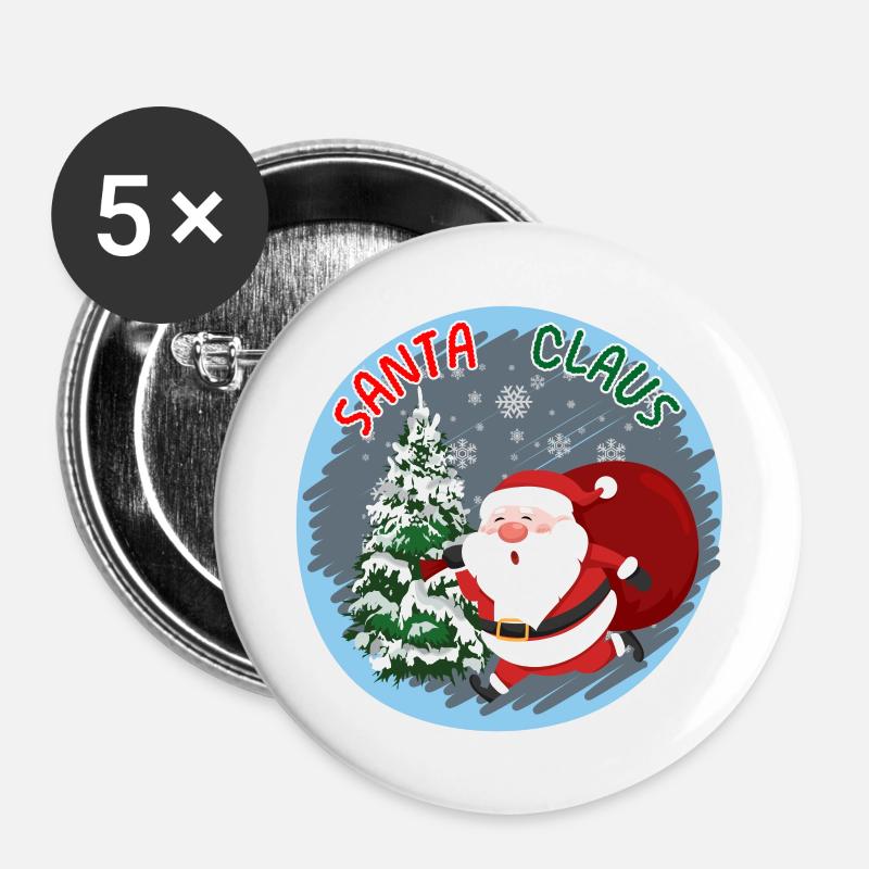 Santa Claus - Buttons large 2.2''/56 mm (5-pack) - white