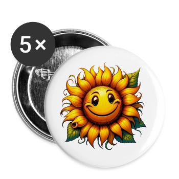 Sunflower - Buttons large 2.2''/56 mm (5-pack) - white - Front