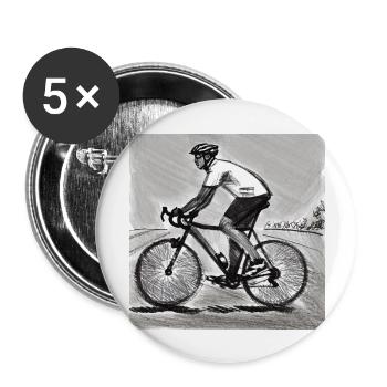 Cycliste - Lot de 5 grands badges (56 mm) - blanc - Devant