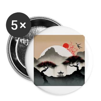 Chinese landscape - Buttons large 2.2''/56 mm (5-pack) - white - Front