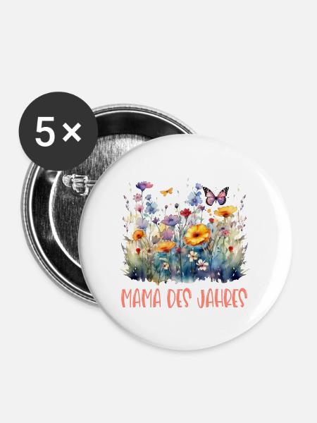 Mama des Jahres! - Buttons groß 56 mm (5er Pack) - Weiß