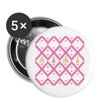 SCHRIFTZUG MAMA HERZEN - Buttons groß 56 mm (5er Pack) - Weiß - Vorne