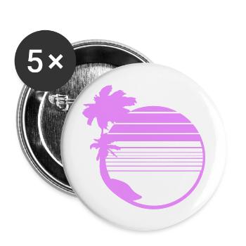 palmiers île arbres plage rayures mer voyage rose - Lot de 5 grands badges (56 mm) - blanc - Devant
