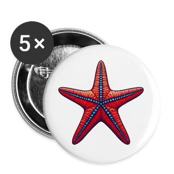 Étoile de mer - Lot de 5 grands badges (56 mm) - blanc - Devant