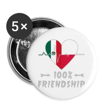 Mexico and Poland 100% friendship - Buttons large 2.2''/56 mm (5-pack) - white - Front