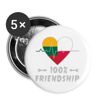 Lithuania and Poland 100% friendship - Buttons large 2.2''/56 mm (5-pack) - white - Front