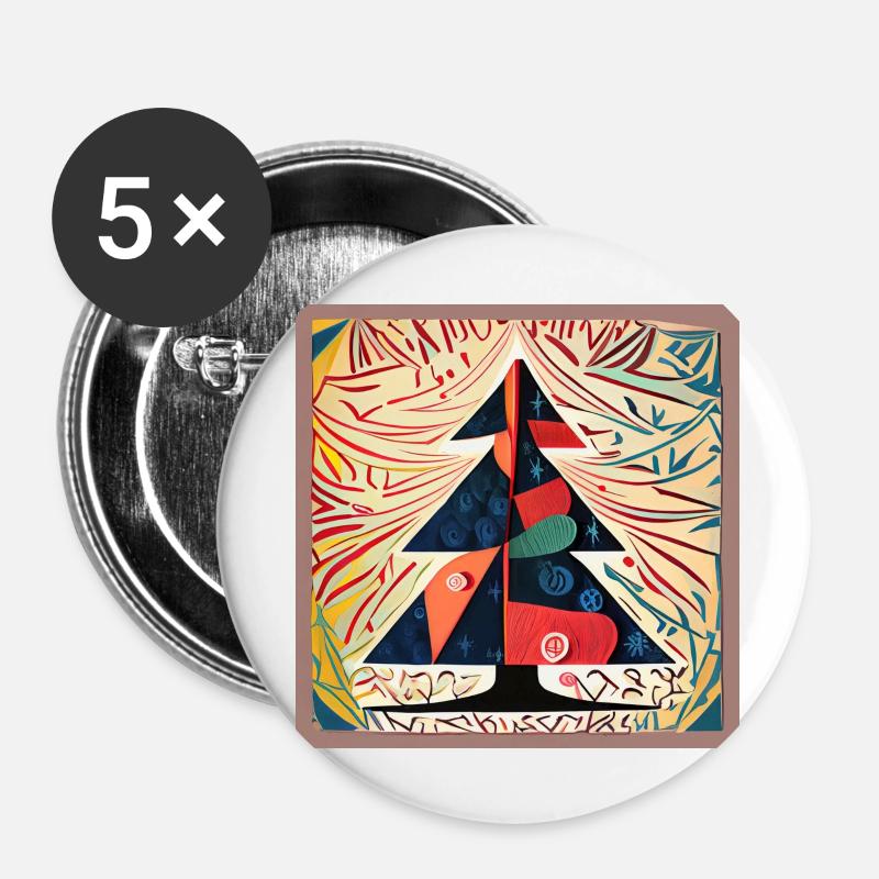 Colorful Christmas tree - Buttons large 2.2''/56 mm (5-pack) - white