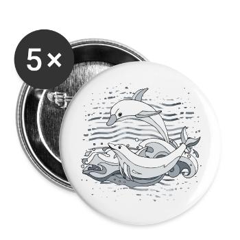Dauphins - Lot de 5 grands badges (56 mm) - blanc - Devant