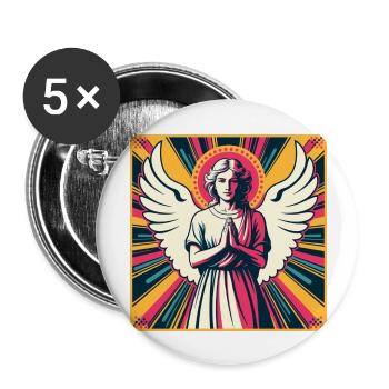 Schutzengel Pop-Art - Buttons groß 56 mm (5er Pack) - Weiß - Vorne