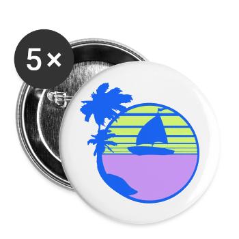 Ship Sun Stripe Sailor Captain Water Boat - Buttons large 2.2''/56 mm (5-pack) - white - Front