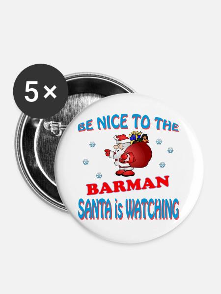 SANTA BARMAN - Buttons groß 56 mm (5er Pack) - Weiß