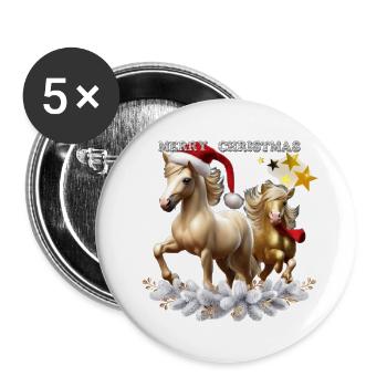 Merry Christmas for my Ponys - Buttons groß 56 mm (5er Pack) - Weiß - Vorne