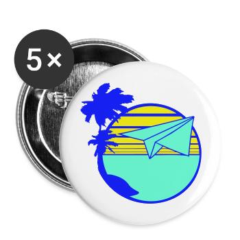 Papierflieger Flieger Flugzeug Fliegen Reisen Cool - Buttons groß 56 mm (5er Pack) - Weiß - Vorne