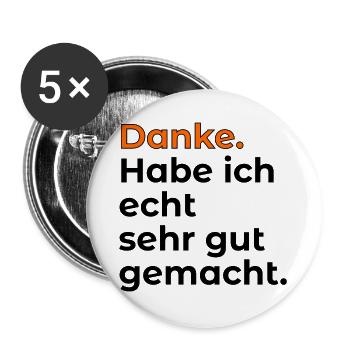 EIGENLOB KOMPLIMENTE - Buttons groß 56 mm (5er Pack) - Weiß - Vorne