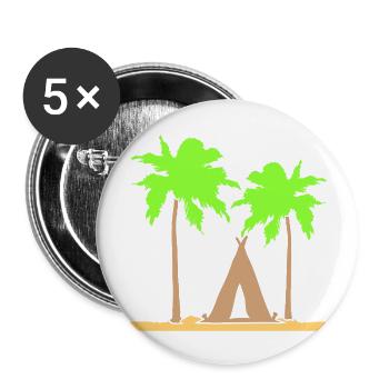 tente palmiers loisirs plage vacances camping-car en plein air - Lot de 5 grands badges (56 mm) - blanc - Devant