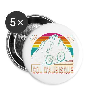 Col d'Aubisque Radsport Design - Buttons groß 56 mm (5er Pack) - Weiß - Vorne