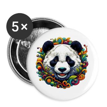 Panda - Buttons groß 56 mm (5er Pack) - Weiß - Vorne