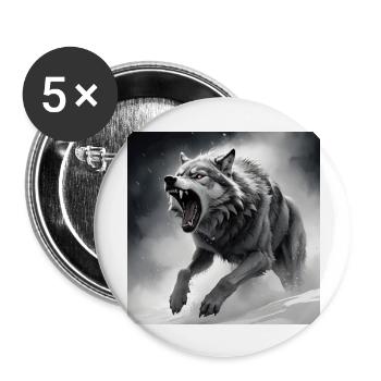 Wolf Tier Vektor Natur Illustration Design Wild - Buttons groß 56 mm (5er Pack) - Weiß - Vorne