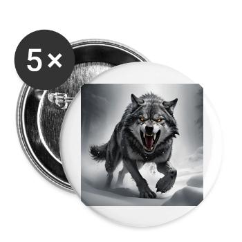 Wolf Tier Vektor Natur Illustration Design Wild - Buttons groß 56 mm (5er Pack) - Weiß - Vorne