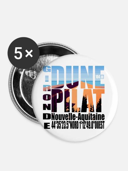 DIE DÜNE VON PILAT GIRONDE NEW AQUITAINE - Buttons groß 56 mm (5er Pack) - Weiß