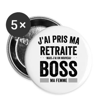 Funny Man Retirement Gift Idea for a Mar - Buttons large 2.2''/56 mm (5-pack) - white - Front