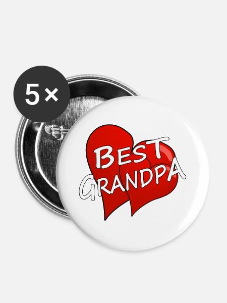 BEST GRANDPA - Buttons groß 56 mm (5er Pack) - Weiß