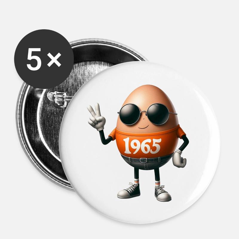Ei 1965 - Buttons groß 56 mm (5er Pack) - Weiß