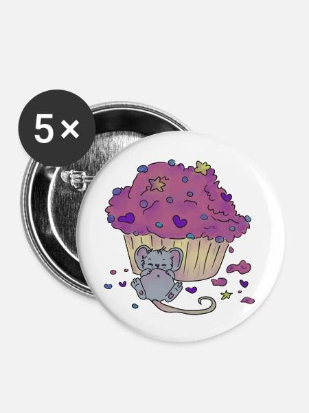 Cupcake - Buttons groß 56 mm (5er Pack) - Weiß