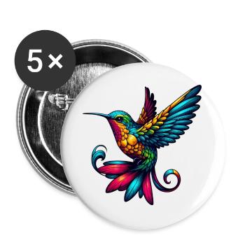 Hummingbird - Buttons large 2.2''/56 mm (5-pack) - white - Front