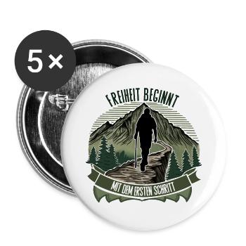 La liberté commence par le premier pas : la randonnée - Lot de 5 grands badges (56 mm) - blanc - Devant
