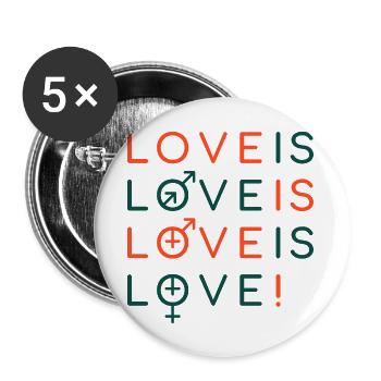 Gay Pride - Buttons large 2.2''/56 mm (5-pack) - white - Front