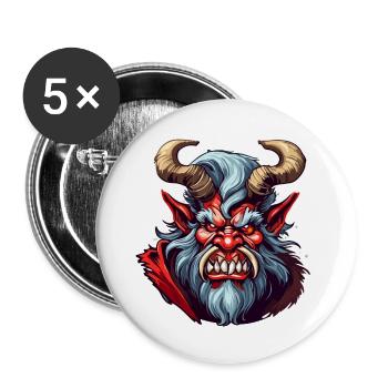 Krampus / Tradition / Culture / d’hiver - Lot de 5 grands badges (56 mm) - blanc - Devant