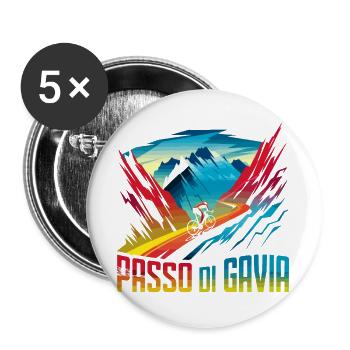 Col de Gavia - Ascension légendaire - Italie - Lot de 5 grands badges (56 mm) - blanc - Devant