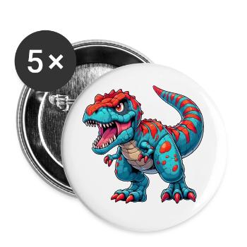 Dinosaur - Buttons large 2.2''/56 mm (5-pack) - white - Front