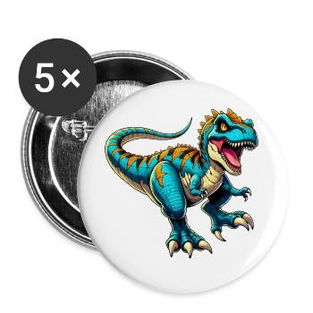 Dinosaurier - Buttons groß 56 mm (5er Pack) - Weiß - Vorne
